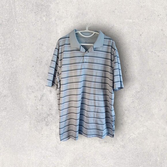 Croft & Barrow Men's Performance Polo Gray with darker gray stripes size XXL - Picture 1 of 3